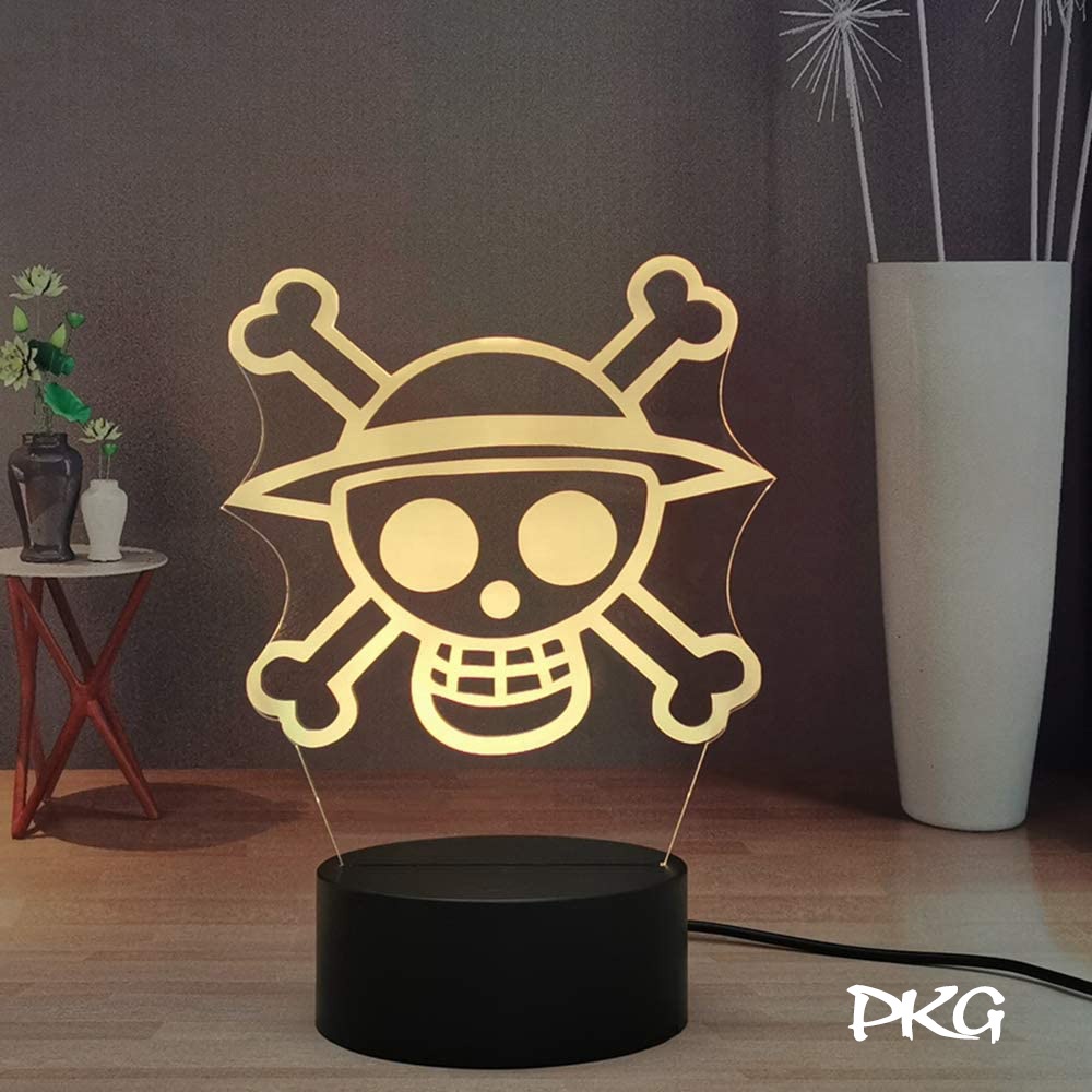 Đèn Ngủ Led 3D Hình Luffy Zoro One Piece Quà Tặng Trang Trí cảm ứng có Điều khiển từ xa nháy sáng 16 màu DN70