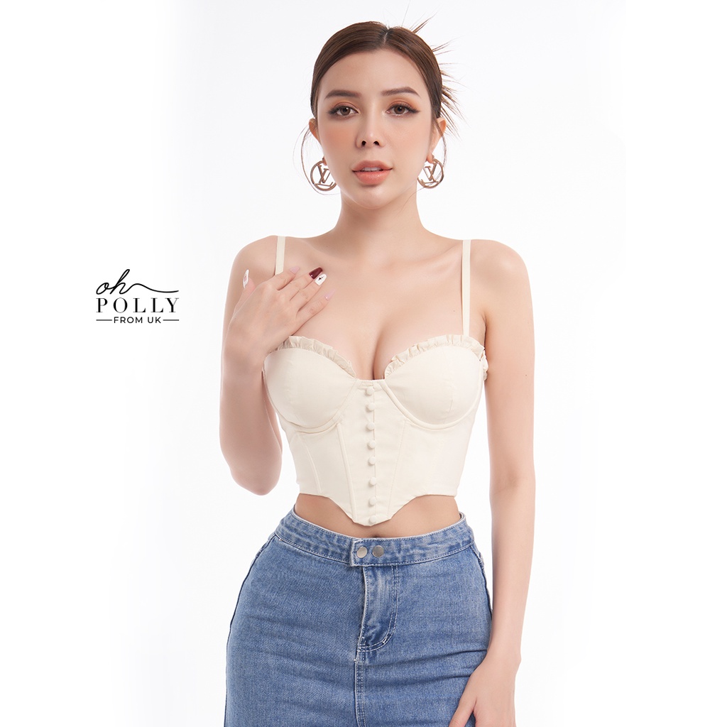 Oh Polly - Áo croptop corset sang chảnh, 2 dây cúp ngực sexy