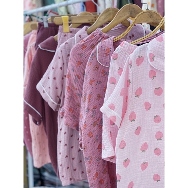 Bộ pijama bộ mặc nhà bộ ngủ nữ đồ bộ nữ hoạ tiết dễ thương chất Muslin