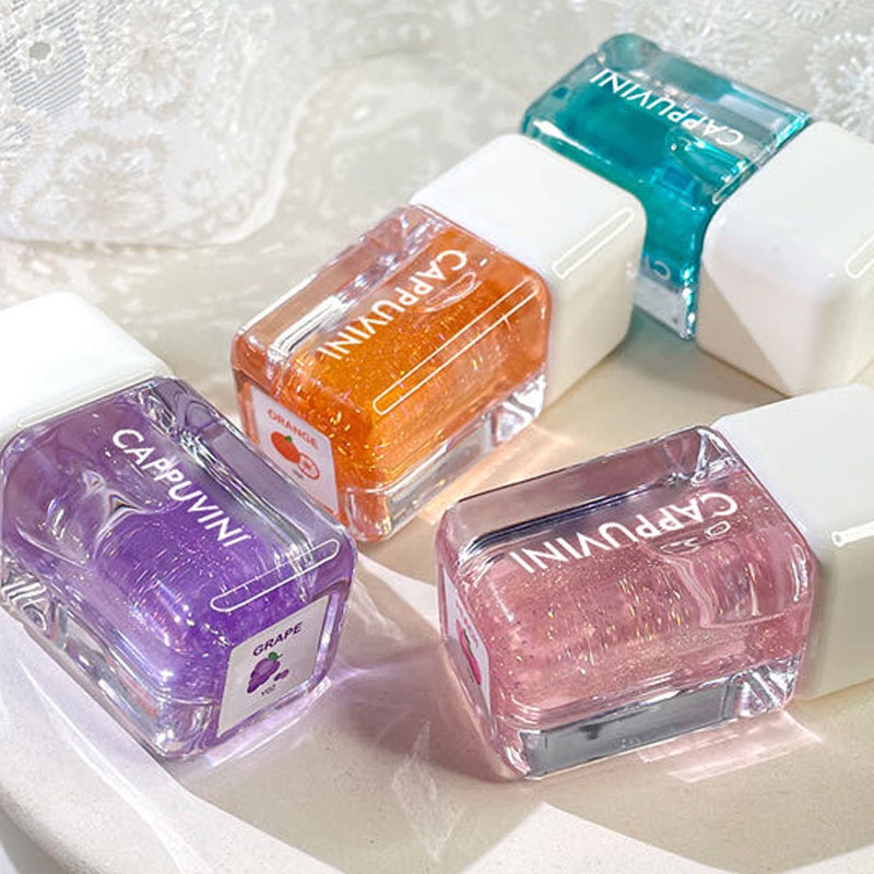 Cappuvini Son bóng trong suốt dưỡng ẩm không thấm nước thiết kế hình viên kẹo dễ thương
