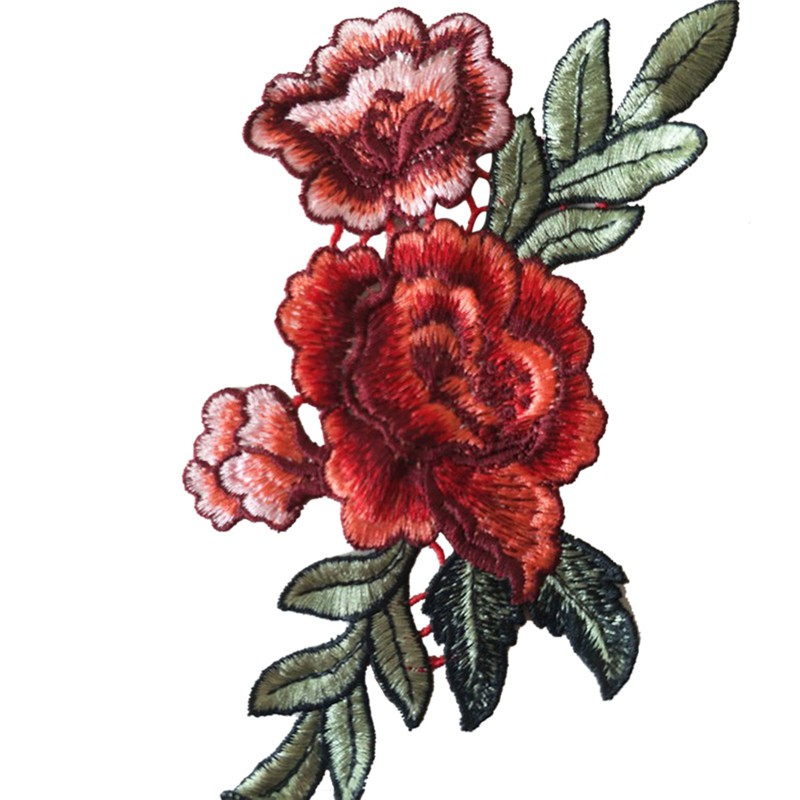 Bộ 3 miếng thêu hình hoa hồng dùng trang trí thủ công
