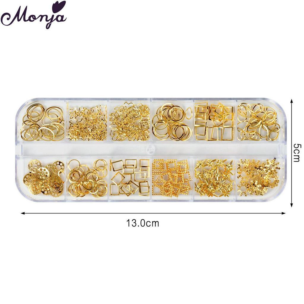 MONJA Hộp phụ kiện trang trí móng tay 3D 12 ngăn