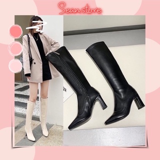 💕 [ SẴN BE 37] Bốt Đùi Bốt Cao Gót Mũi Nhọn Da Mềm 8cm- HOT TREND nhà Sean