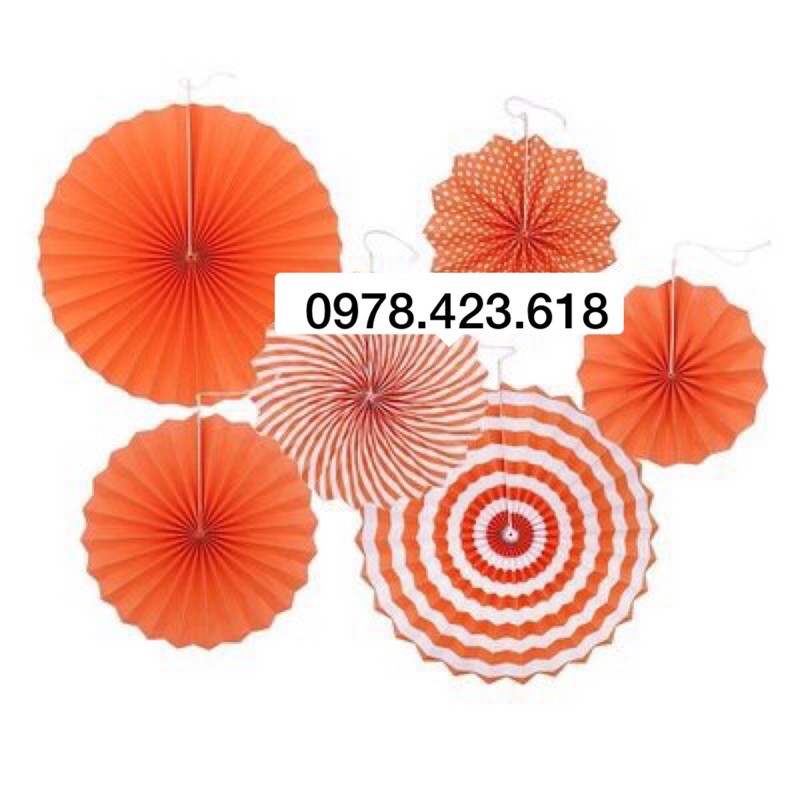 Quạt giấy Đỏ trang trí Tết - Party Fan set 6 quạt giấy đỏ