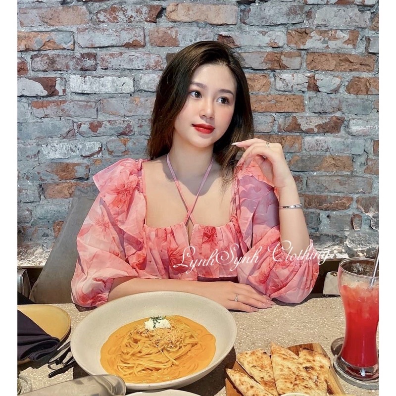 Váy hoa trễ vai bèo tiểu thư xinh sắn (ảnh thật)
