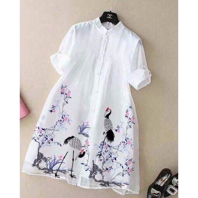 ĐẦM IN HẠC XINH ĐẸP | BigBuy360 - bigbuy360.vn