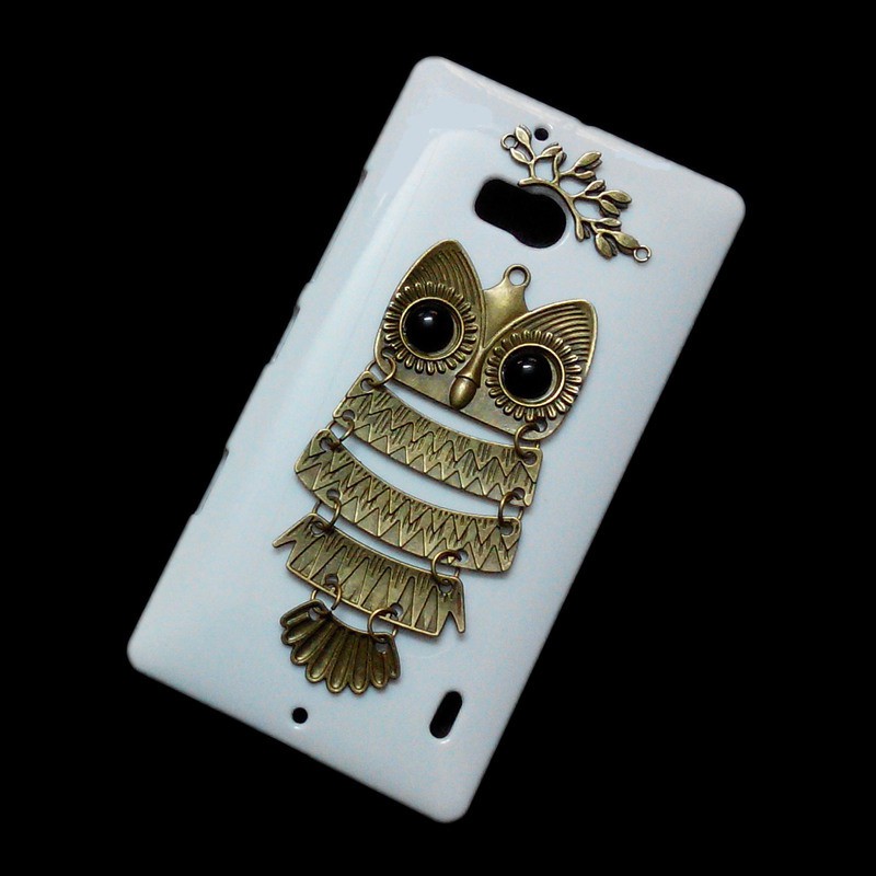 3D Retro Metal Owl Branch Back Hard Phone Case Cover for Nokia 3 5 6 8 Sirocco Lumia 430 530 535 540 550 640 XL 650 710 730 735 820 929 930 950 1320