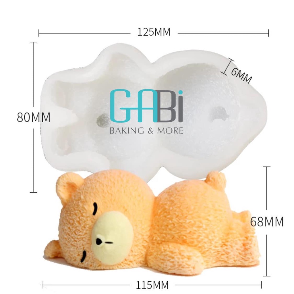 Khuôn silicon 4D hình gấu nằm ngủ