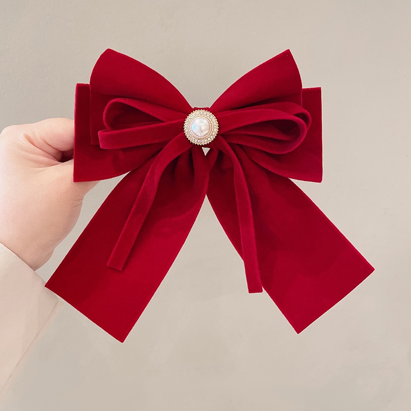 Kẹp Tóc Hình Nơ Ruy Băng Màu Đen Phong Cách Hàn Quốc Cho Nữ