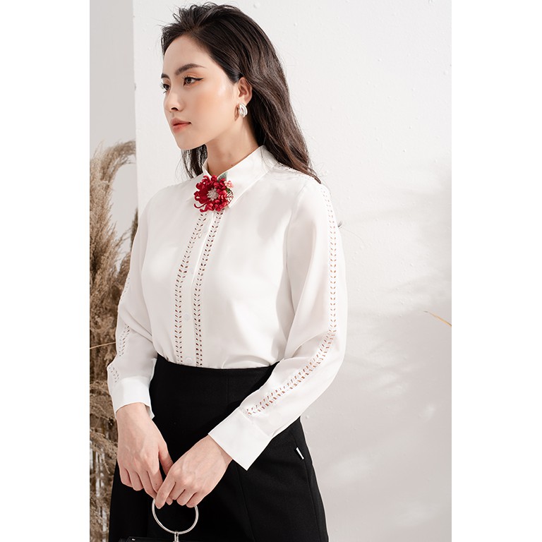 [Mã BMBAU50 giảm 50K đơn 150K] [Thiết Kế] Áo sơ mi công sở nẹp ren kiểu thiết kế RIMMY