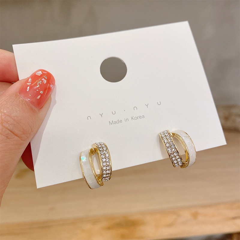 Bông Tai Chữ C Đính Đá Lấp Lánh Thời Trang Hàn Quốc Cho Nữ