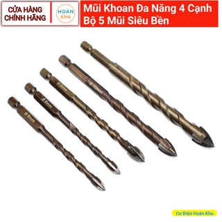 Bộ 5 Mũi Khoan Đa Năng 4 Cạnh Chân Lục Giác Đủ Các Kích Thước