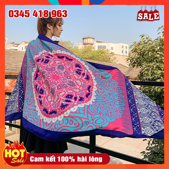 Khăn Bandana, Khăn Choàng Họa Tiết Thổ Cẩm Thời Trang Hàn Quốc Đi Biển Chống Nắng Size 100x180cm