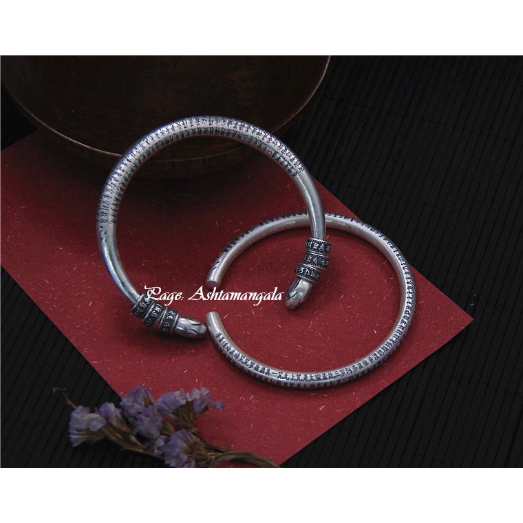 Vòng tay bạc cho nam nữ khắc bát nhã tâm kinh phật giáo bạc S999