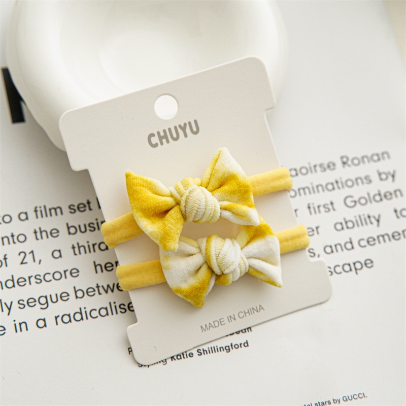 Dây Buộc Tóc Co Giãn Đính Nơ Màu Vàng Kẹo Dễ Phối Đồ Thời Trang Cho Nữ