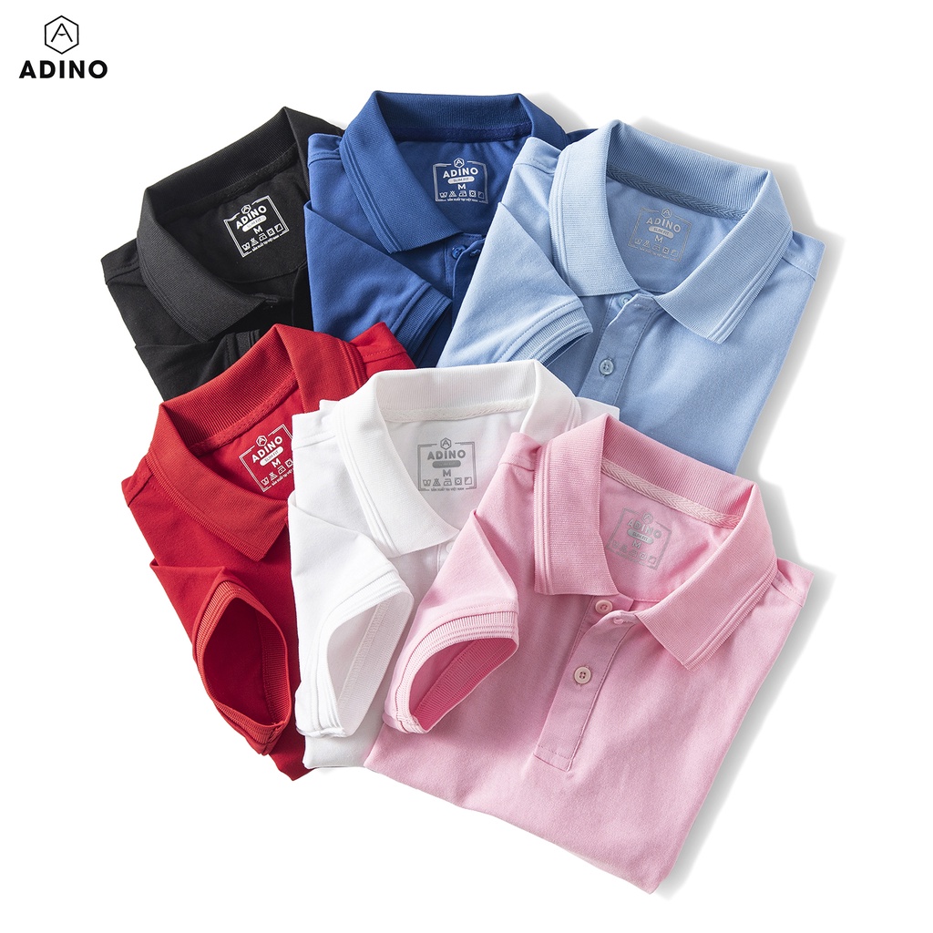 Áo polo nữ ADINO màu đỏ phối viền chìm vải cotton co giãn dáng công sở slimfit trẻ trung APN03