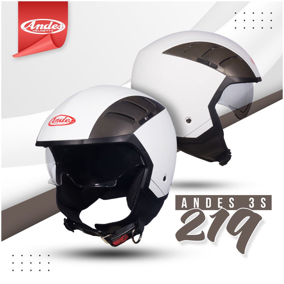 Mũ Bảo Hiểm Andes 3/4 Đầu Có Kính 3S219XL-Bóng #GIÁ SỈ