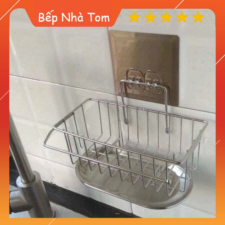 Kệ Inox Đựng Đồ Rửa Chén Kèm Khay Hứng Nước Dán Tường Tiện Lợi