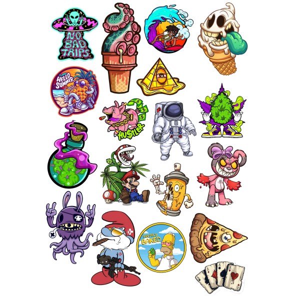 Bộ 70 STICKER dán nón bảo hiểm, laptop cực ngầu, 420