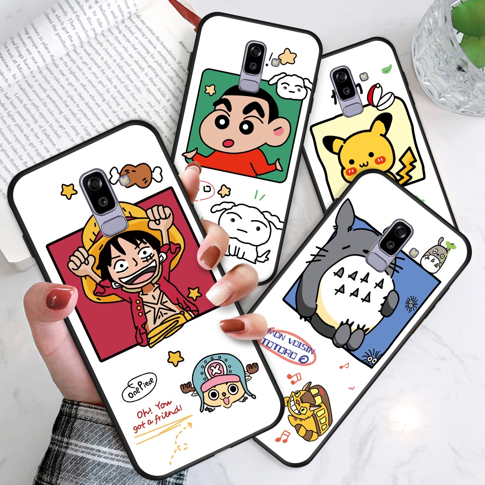 Samsung Galaxy J4 Pro J2 Prime 2018 Plus J3 2017 2016 2015 J4+ Core J330 J410 cho Anime Cartoon Totoro Pikachu Sailor Moon Luffy Choba Crayon Shin-chan Soft Phone Case Shockproof Casing Cover Back Cases Ốp lưng điện thoại