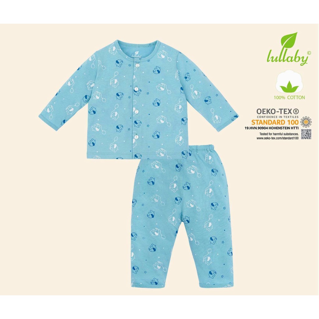 LULLABY - Bộ quần áo cài giữa tay dài bé trai