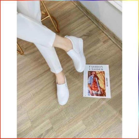 🇪🇹 Giày slip on độn đế 7p siêu nhẹ da lì, giày sneaker nữ không cần buộc dây dễ phối đồ nữ đi làm đi chơi