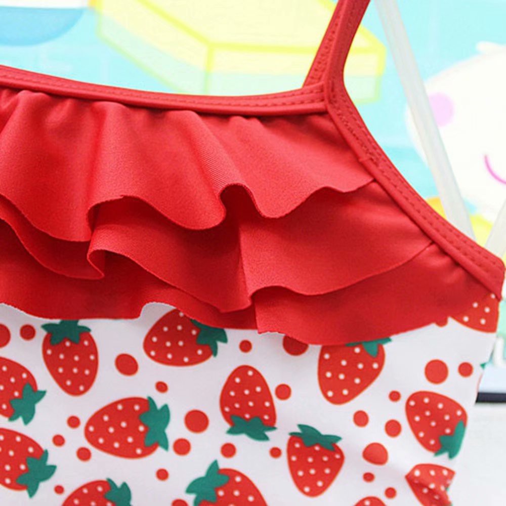 0-5Yrs Baby Girl Swimsuit Kids Cute Strawberry Flamingo Swimwear Girls Swimming Wear