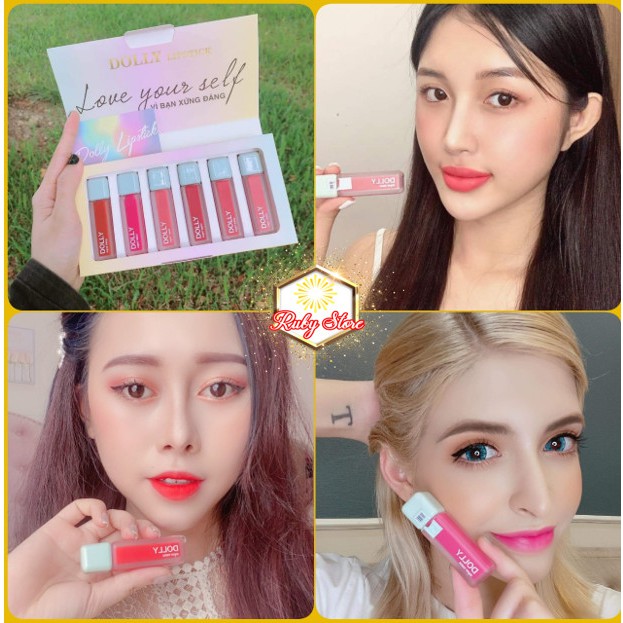 Son kem Lì DOLLY SUPER MATTE ⚡MUA 1 TẶNG 1⚡ Màu cam tươi, Son kem hữu cỡ, không chì, bền màu hot trend 2021