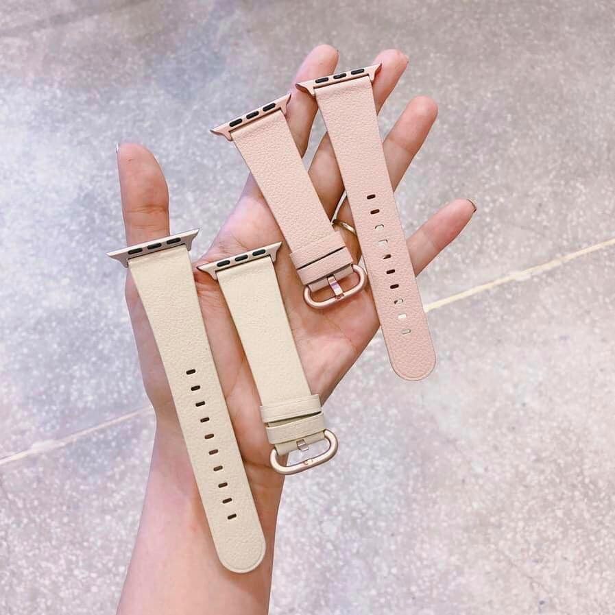 Dây da sần mềm khoá tròn cao cấp dành cho đồng hồ thông minh iWatch Series 1/2/3/4/5/6/SE size 38mm 40mm 42mm 44mm