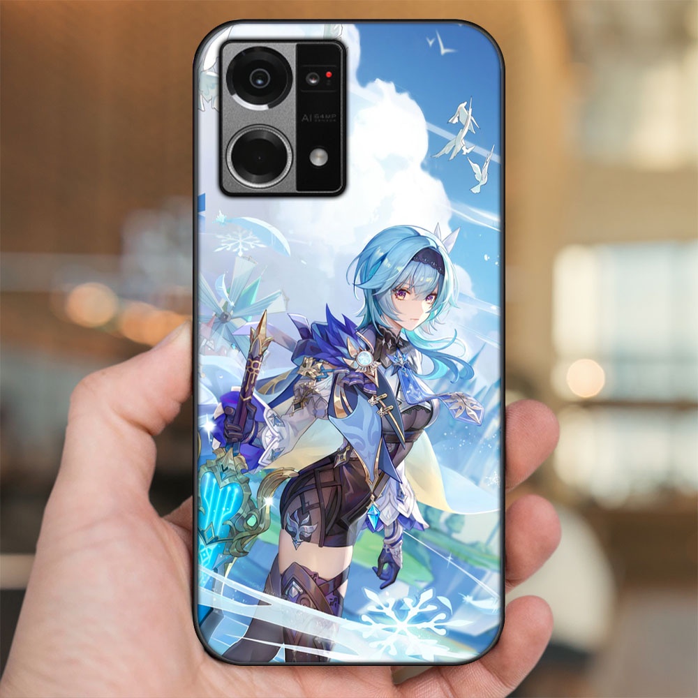Ốp lưng Oppo Reno 7 4G viền đen in hình Eula Genshin Impact