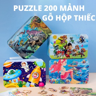 Đồ Chơi Xếp Hình 200 Mảnh Gỗ Hộp Thiếc/Xếp Hình Puzzle 200 Mảnh/Đồ Chơi Phát Triển Trí Tuệ/Xếp Hình Cho Bé