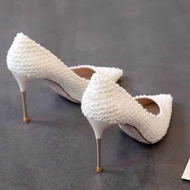 ☽☜◐Korean version of the 2021 spring new ladies style banquet pointed shoes stiletto high heels temperament shallow mouth dress single women