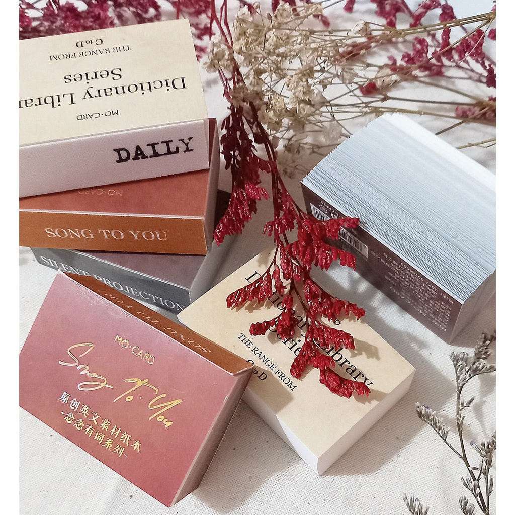 Set 100 tấm giấy in chữ phong cách vintage trang trí sổ tay