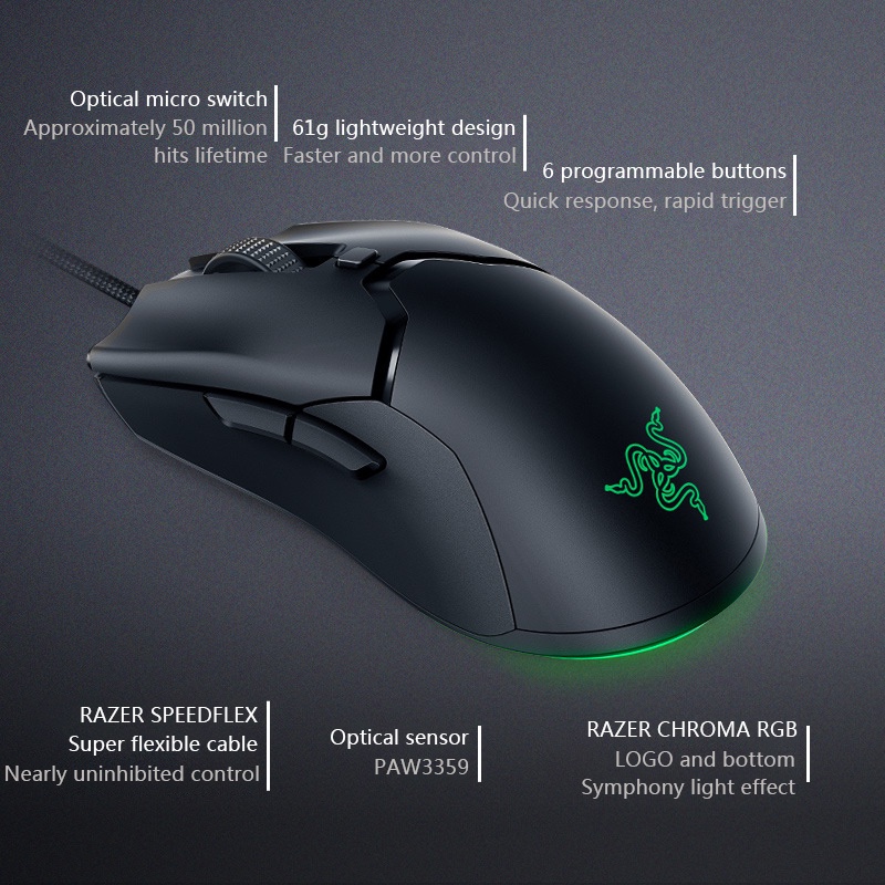 Chuột Gaming Razer Viper Mini Có Dây, MàU RGB