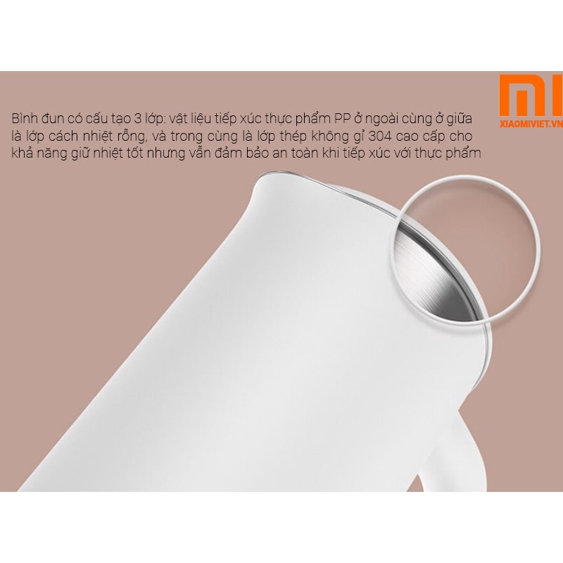 Ấm siêu tốc Xiaomi Mijia 1A đun nước siêu nhanh, công suất 1800W, dung tích 1.5L, 2 lớp chống bỏng