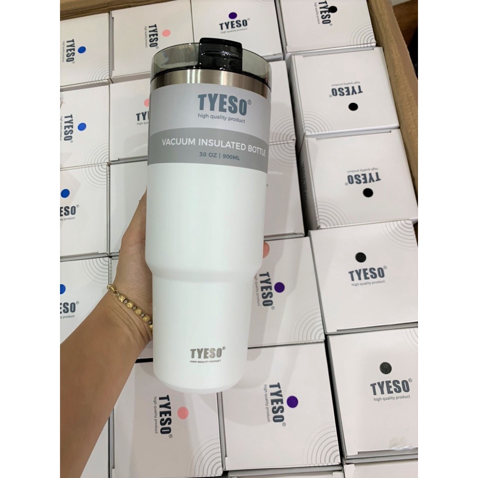 Ly giữ nhiệt inox Ty.eso ống hút mở 900ML mẫu mới 2022