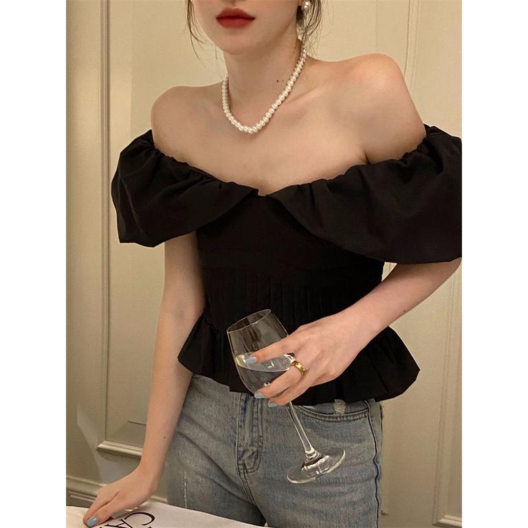 Áo Tay Phồng Ngắn Lưng Cao Sang Trọng Cao Cấp Mới