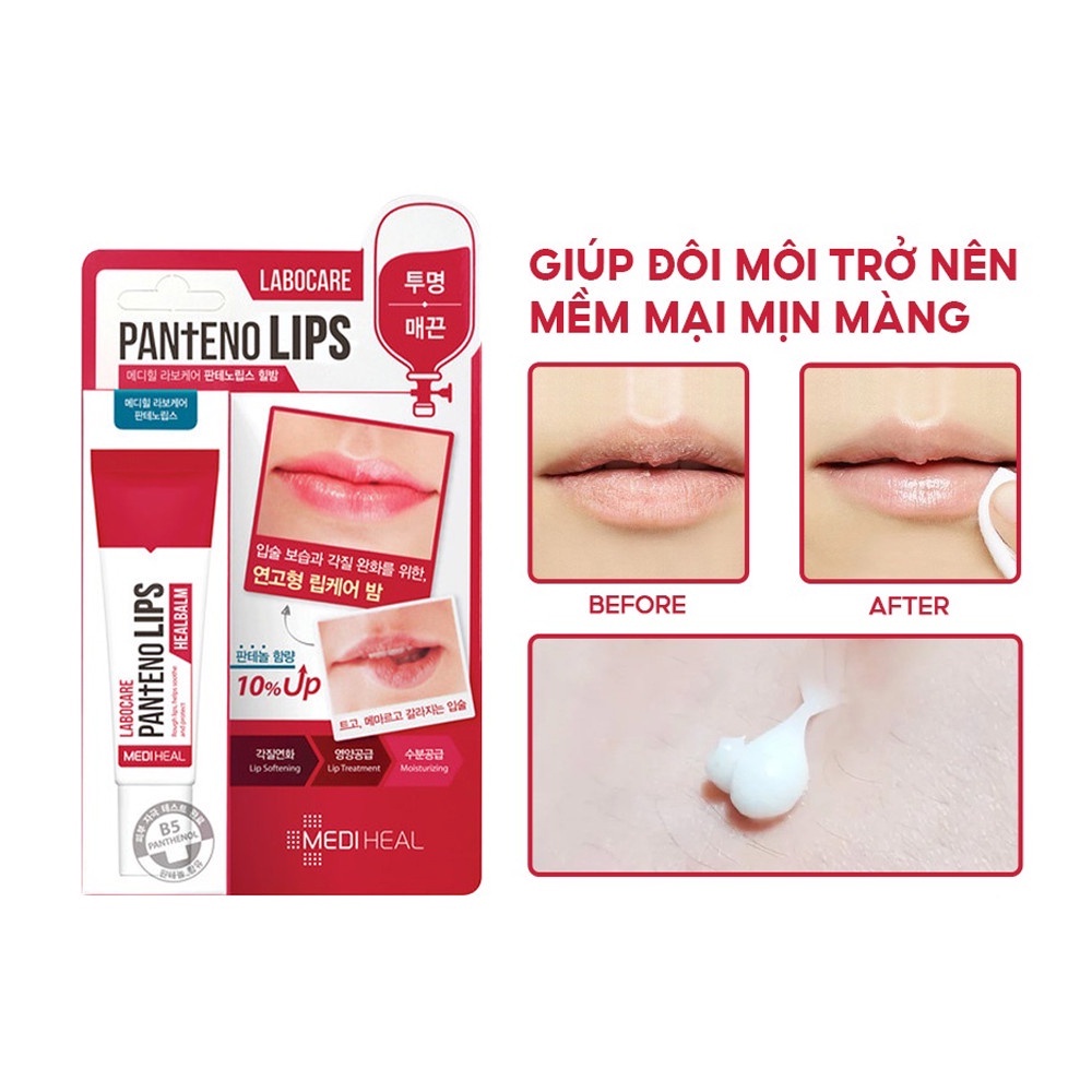 Son dưỡng Mediheal dưỡng ẩm, mờ thâm làm mềm môi ban đêm Labocare Pantenolips Healbalm 10ml NPP Shoptido