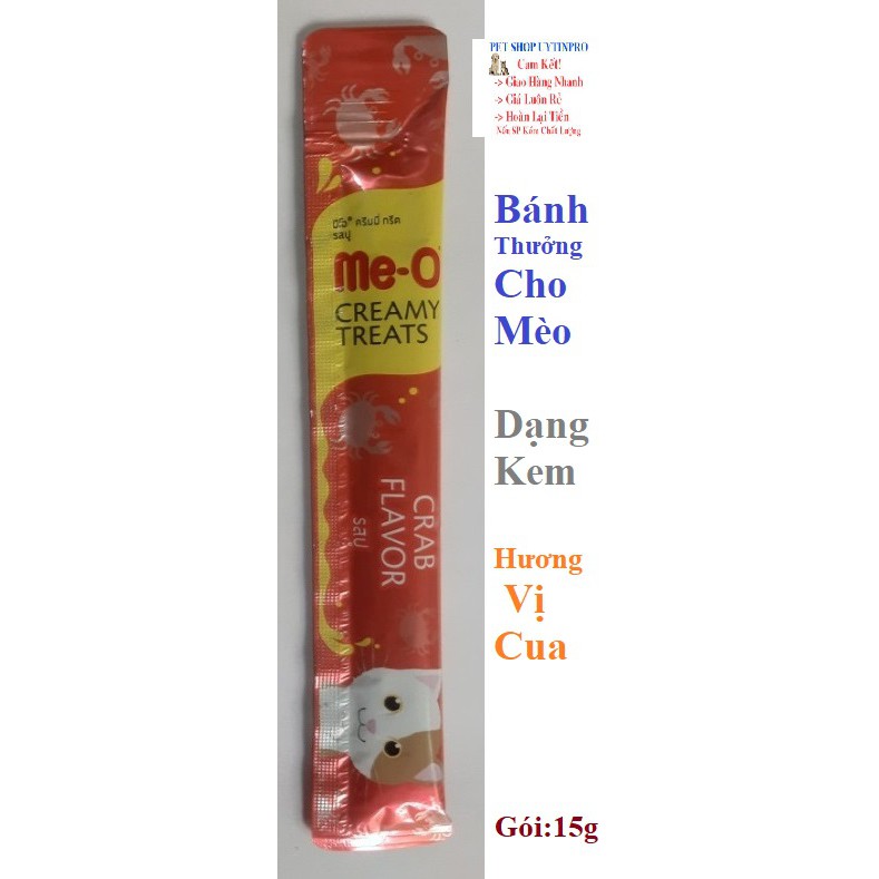 BÁNH THƯỞNG CHO MÈO Dạng kem Me-o Hương vị cua Gói 15g Xuất xứ Thái lan