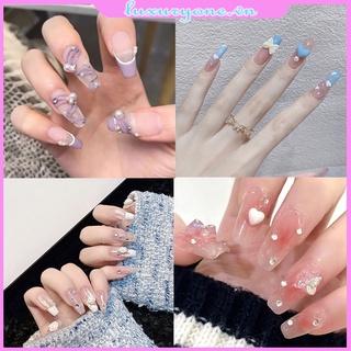 [Hàng mới về] Set 24 móng giả đính nơ/ ngọc trai thanh lịch dễ sử dụng