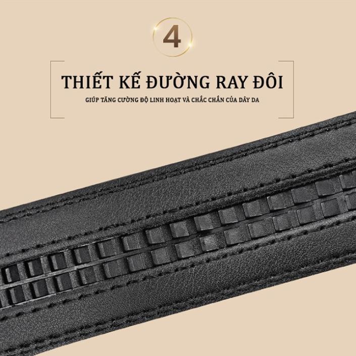 Thắt Lưng Da Nam Khóa Tự Động Cao Cấp Dây Nịt Nam Da Bò 100% Chính Hãng Baellerry Mạ Vàng Bạc Nam Tính