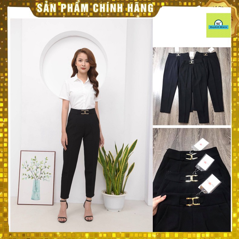 Quần Baggy nữ khoá hông hoạ tiet kim loại chất tuyết mưa sịn đẹp siêu tôn dáng sang trọng thanh lịch