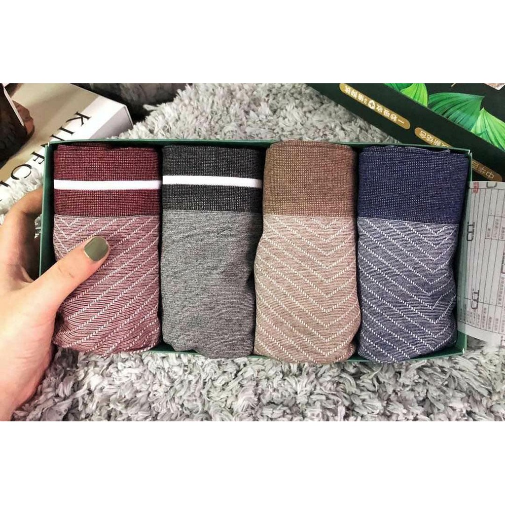 Quần lót nam boxer dệt kim không đường may sịp đùi nam vải sợi tre bamboo co giãn nhẹ