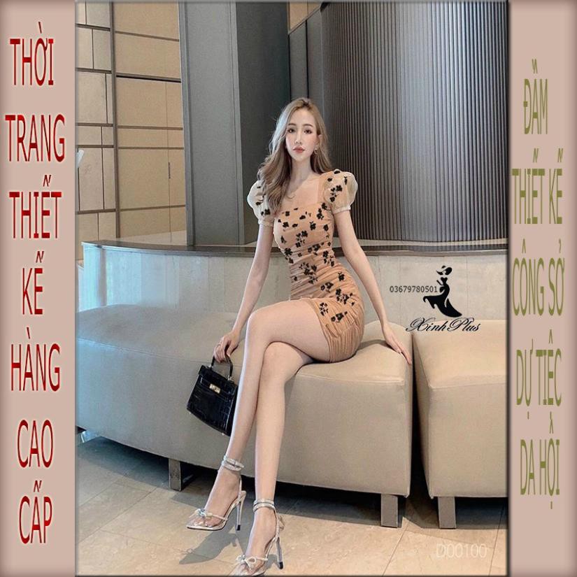 [Freeship 50K] Mẫu hottrend -đầm ôm body, váy ôm body lưới ép nhung thời trang thiết kế  ྇