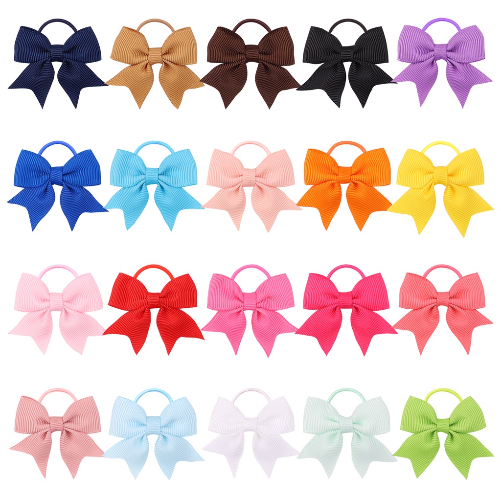 RainBow Bows Dây Cột Tóc Ruy Băng Co Giãn Màu Trơn 2Inches Xinh Xắn Cho Bé Gái