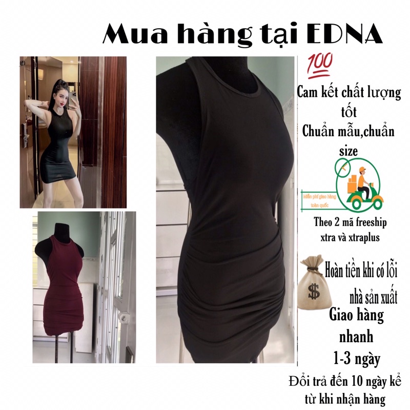 Đầm body ôm,đầm body ba lỗ đẹp,đầm EDNA OOTD dáng ngắn,thun cotton