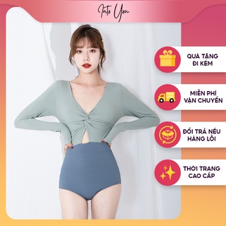 Bikini nữ dài tay Đồ bơi liền thân xẻ ngực chữ V quyến rũ đi biển Áo bodysuit thiết kế
