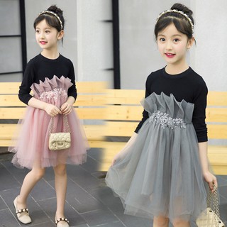 ✨CindyMom✨ Đầm xoè Tutu công chúa dài tay thời trang nữ tính dịu dàng cho bé gái từ 3-14 tuổi Quần áo trẻ em