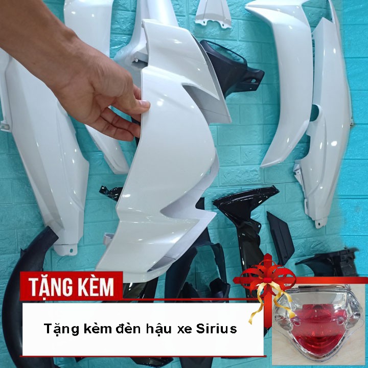 Dàn áo xe SIRIUS Loại Phanh Cơ  nhựa ABS nguyên sinh cao cấp màu TRẮNG - tặng kèm Củ hậu xe Sirius