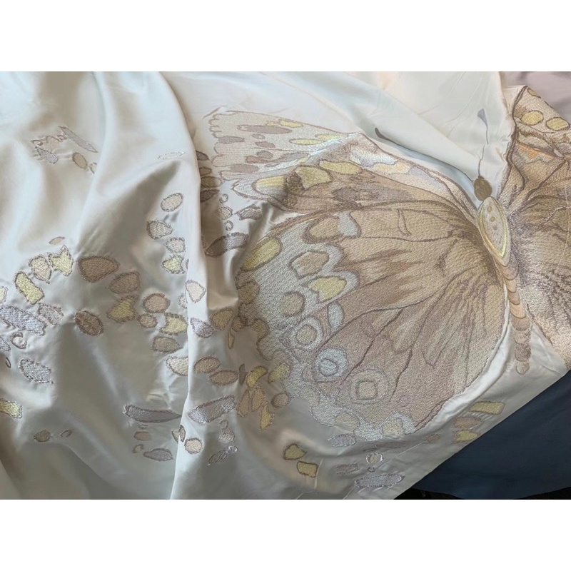 Chăn Ga Gối Lụa thêu Butterfly ánh kim siêu sang chảnh chất liệu cao cấp mềm mát dòng 100s